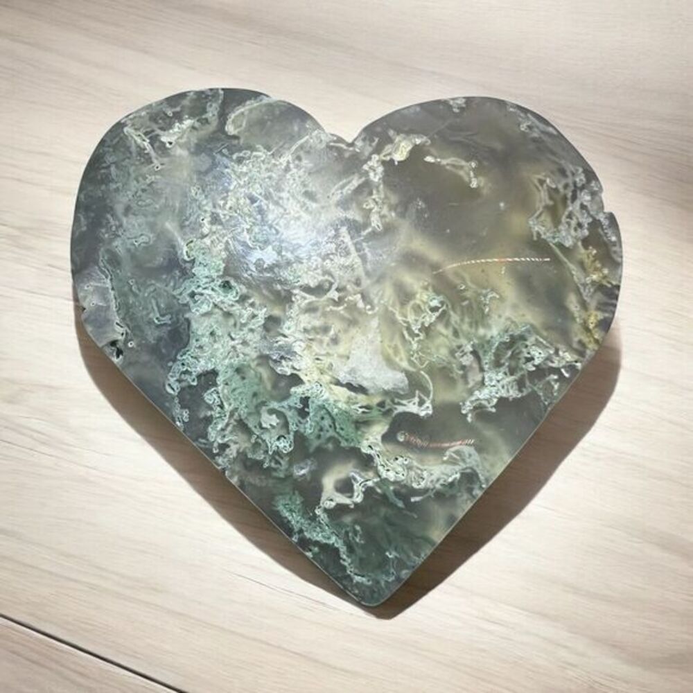 Moss Agate Crystal‎ Heart